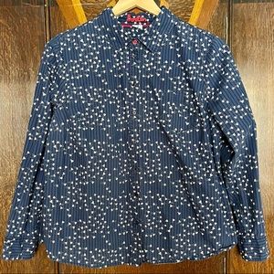 Boden Long-sleeves Button Front Shirt in Navy/White Pattern, size 16